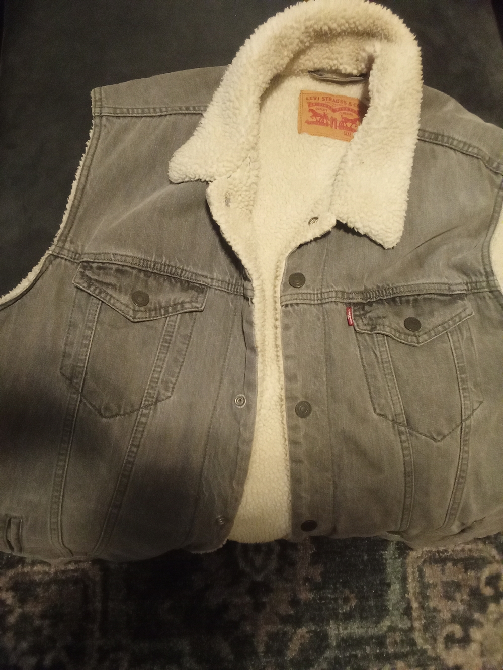 Levi's Gray Denim Sherpa-Lined Vest